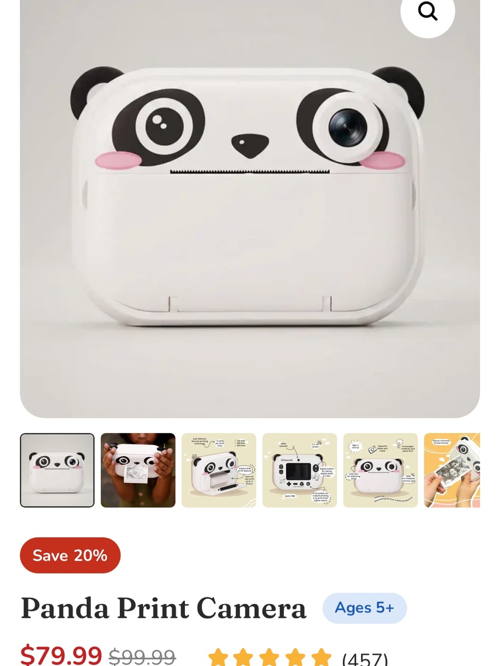 Instant Print Digital Camera -Kidamento Koko the Panda - Picture 4 of 10